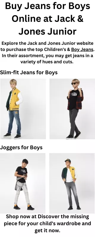 Buy Jeans for Boys Online at Jack & Jones Junior