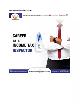 Career as an Income Tax Inspector | Academy Tax4wealth