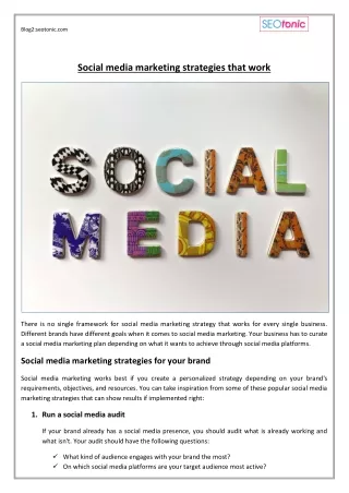 Social media marketing strategies that work | SEOTonic