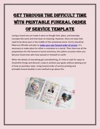Get Through the Difficult Time with Printable Funeral Order of Service Template