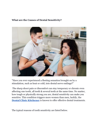 What are the Causes of Dental Sensitivity