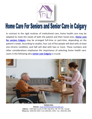 Home Care For Seniors and Senior Care in Calgary