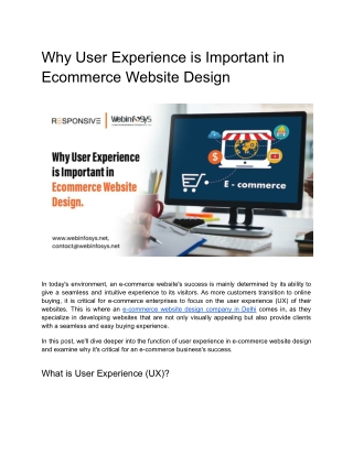 Why User Experience is Important in Ecommerce Website Design