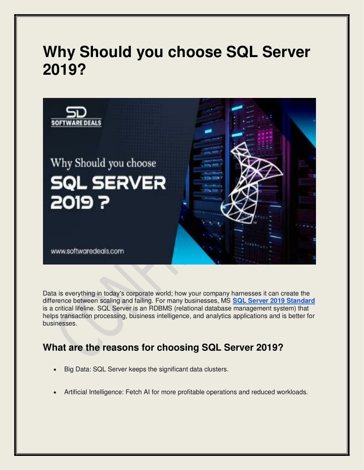 why should you choose sql server 2019