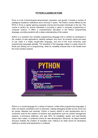 Python 3 - PYTHON CLASSES IN PUNE