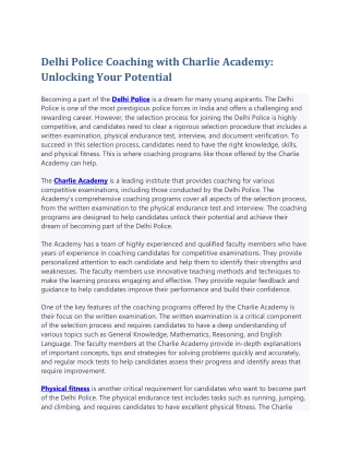 Best Coaching for Delhi Police