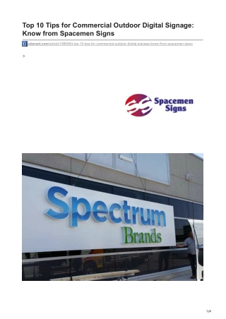 Top 10 Tips for Commercial Outdoor Digital Signage Know from Spacemen Signs