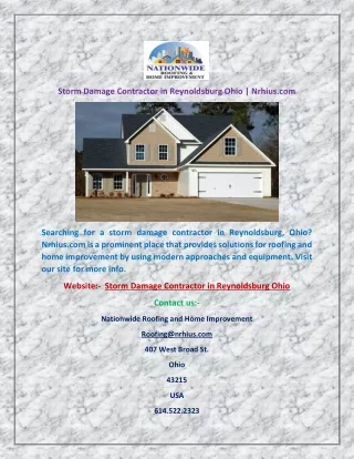 Storm Damage Contractor in Reynoldsburg Ohio | Nrhius.com