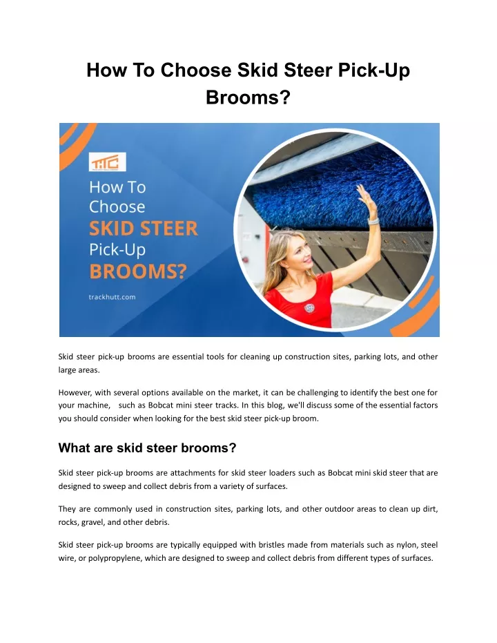 how to choose skid steer pick up brooms