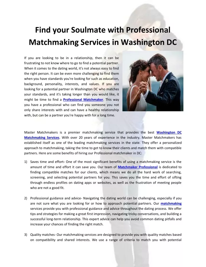 find your soulmate with professional matchmaking