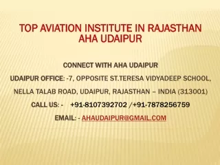 top aviation institute in rajasthan aha udaipur