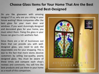 Choose Glass Items for Your Home That Are the Best and Best-Designed