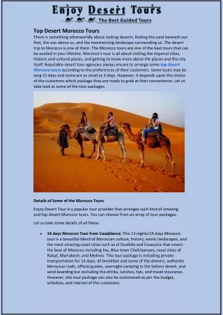 Top Desert Morocco Tours