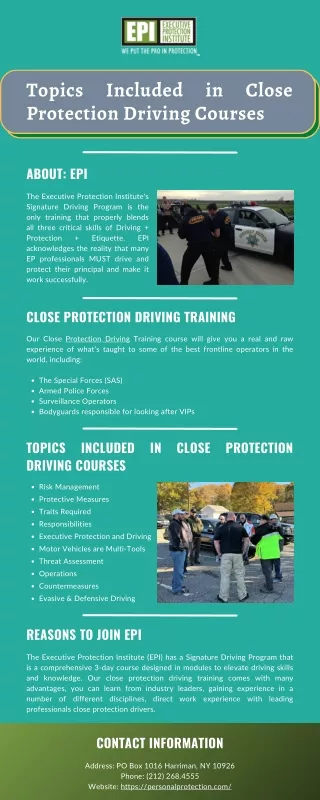 Topics Included in Close Protection Driving Courses