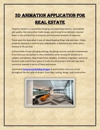 3D Animation Application for Real Estate