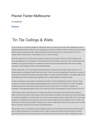 plaster faster melbourne