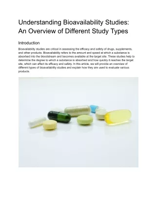 understanding bioavailability studies an overview