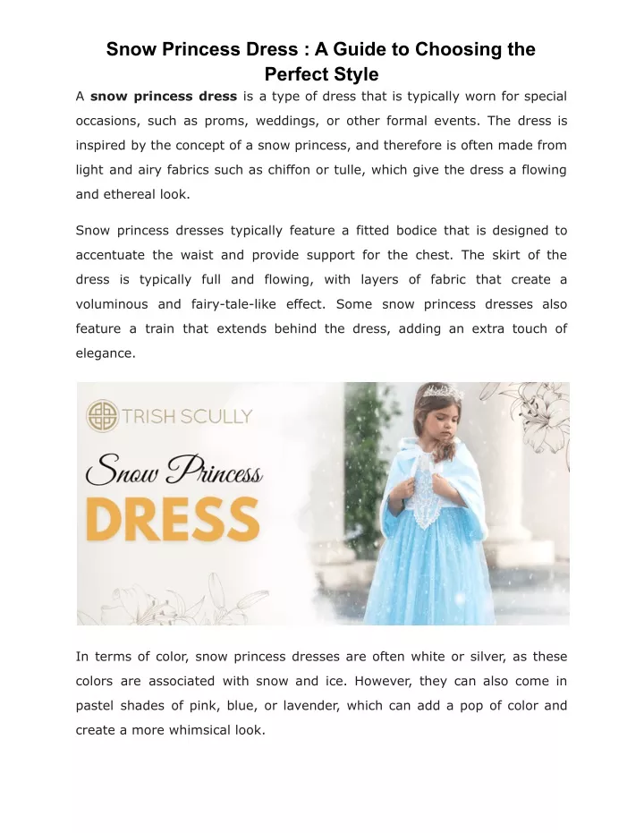 snow princess dress a guide to choosing