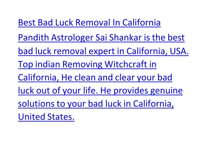 best bad luck removal in california pandith