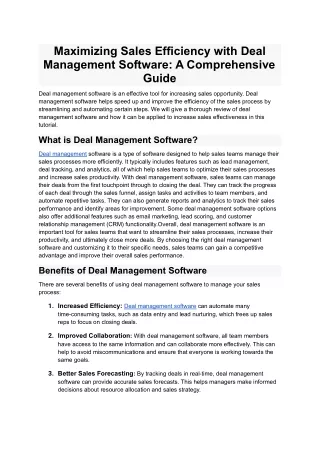 maximizing sales efficiency with deal management