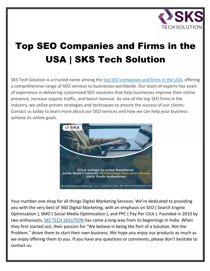 top seo companies and firms in the usa sks tech