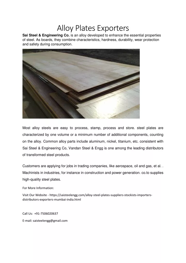 alloy plates exporters sai steel engineering