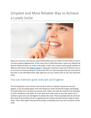 Simplest and most reliable way to achieve a lovely smile