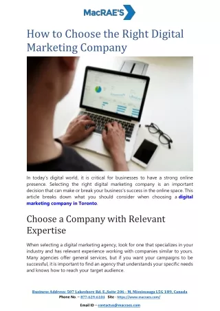 How to Choose the Right Digital Marketing Company
