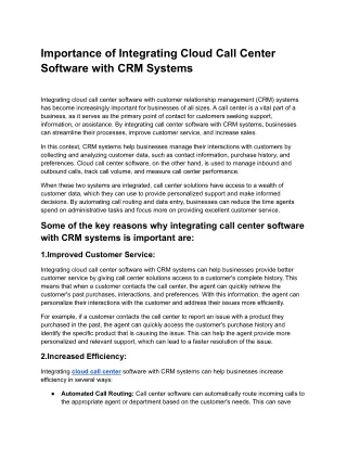 importance of integrating cloud call center