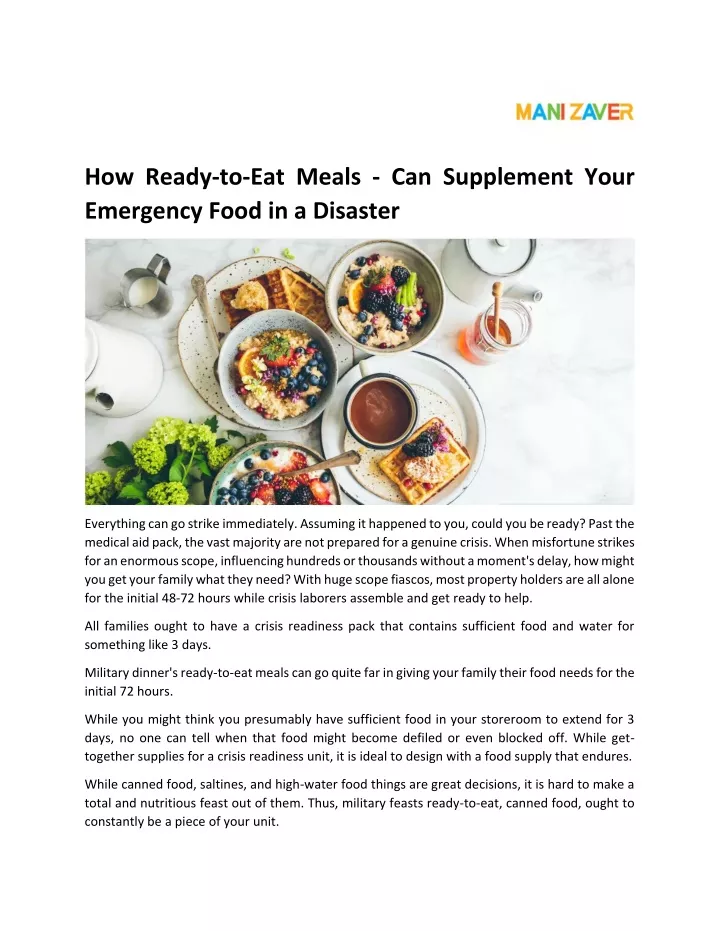 how ready to eat meals can supplement your