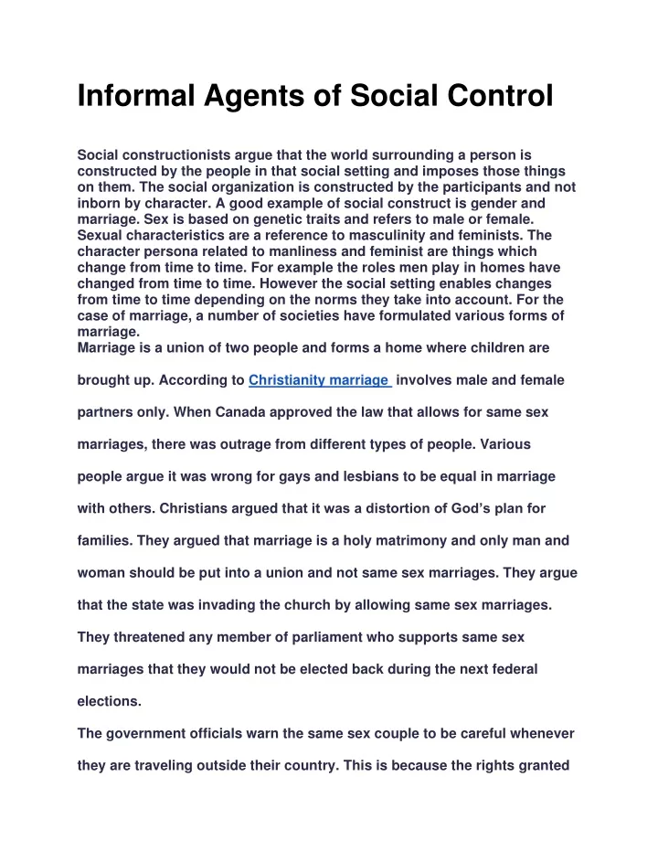 informal agents of social control