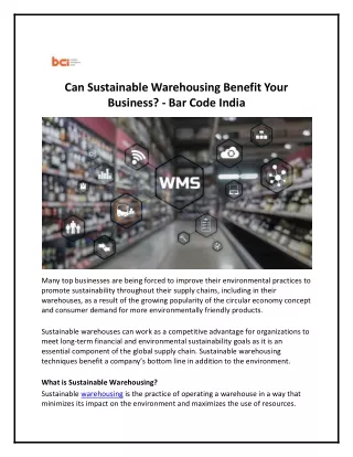 Warehouse Management Software - Bar Code India