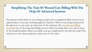 simplifying the task of wound care billing with