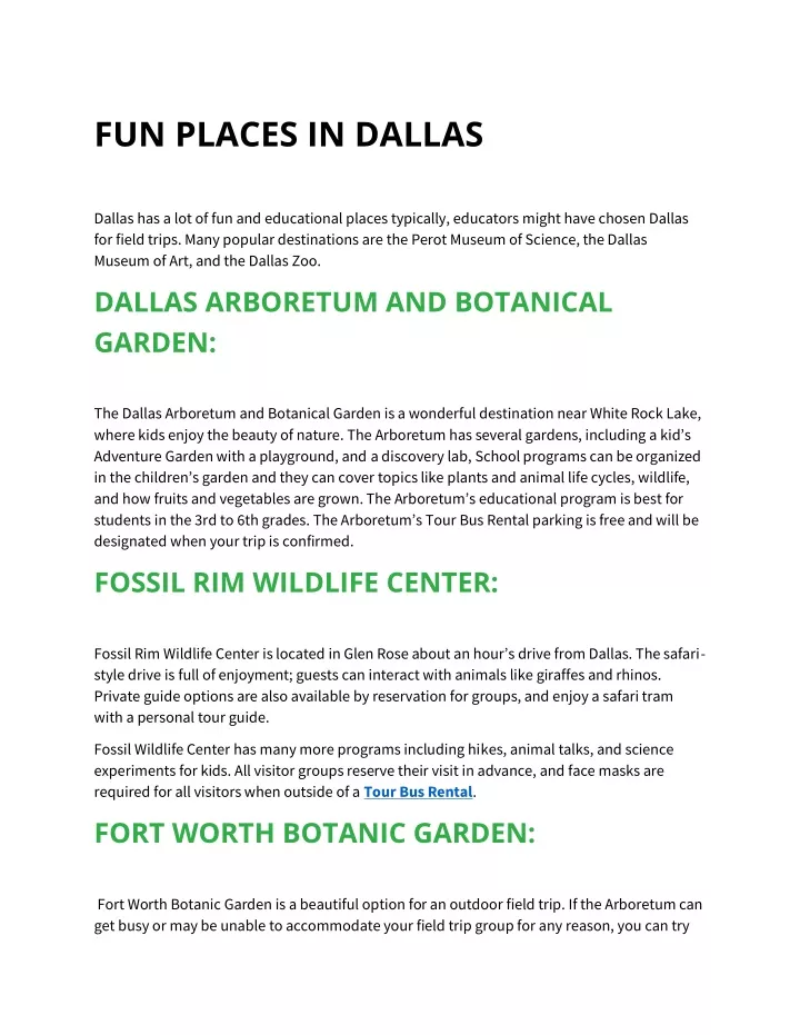 fun places in dallas