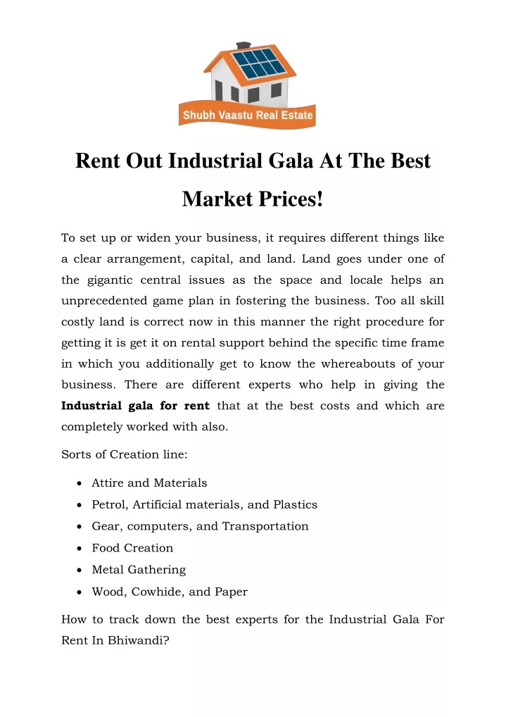 rent out industrial gala at the best