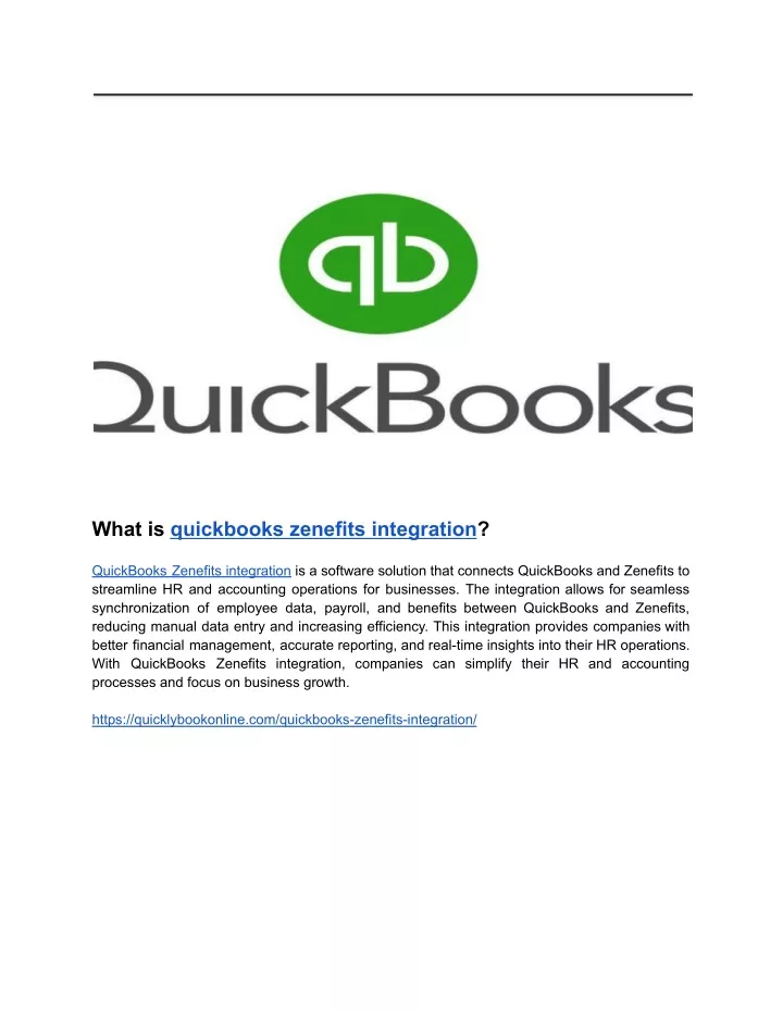 what is quickbooks zenefits integration