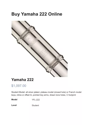 Buy Yamaha 222 Online at $1097.00 - Flute World