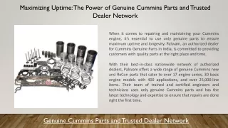 Maximizing Uptime The Power of Genuine Cummins Parts and Trusted Dealer Network