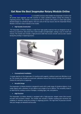 get now the best snapmaker rotary module online