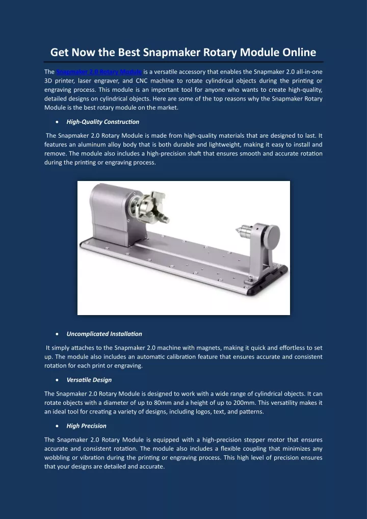 get now the best snapmaker rotary module online