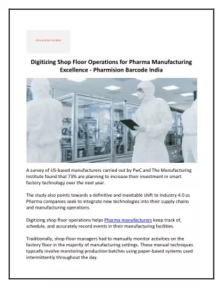 Manufacturing Operations Traceability In Pharma - Pharmision Barcode India