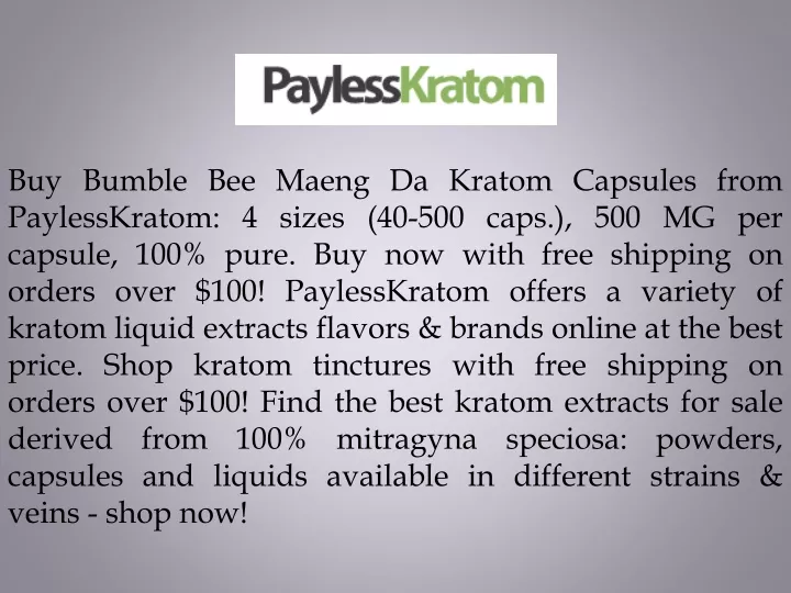 buy bumble bee maeng da kratom capsules from