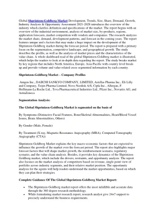 global shprintzen goldberg market development