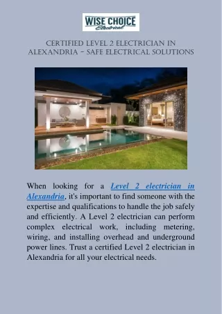 Level 2 Electrician Alexandria and Burwood