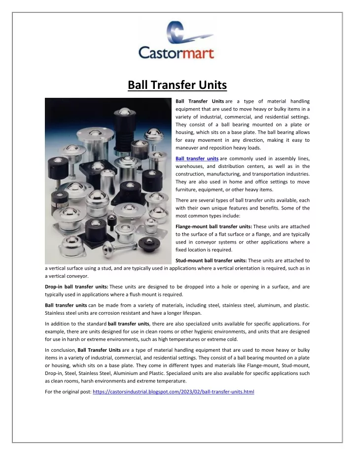 ball transfer units