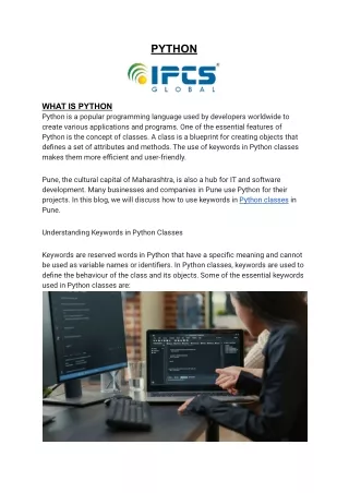 PYTHON CLASSES IN IPCS GLOBAL PUNE