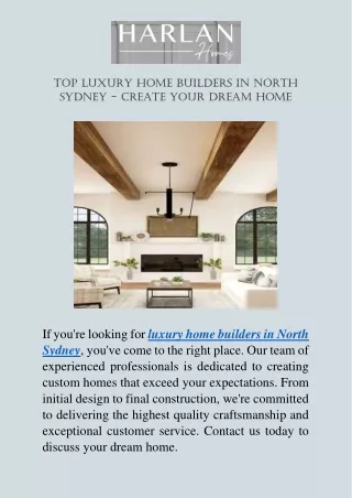 Luxury and Custom Home Builders North Sydney