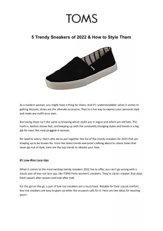 5 Trendy Sneakers of 2022 & How to Style Them- TOMS India