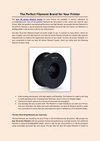 the perfect filament brand for your printer