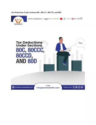 Tax deductions under Sections 80C, 80CCC, 80CCD, and 80D |  Academy Tax4wealth